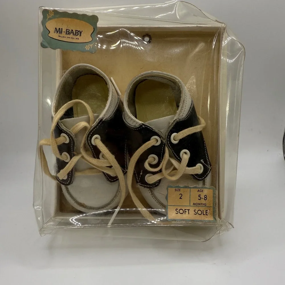 Mi-Baby Vintage Saddle Shoes Soft‎ Sole Leather Baby Shoes Size 2 NEW *READ